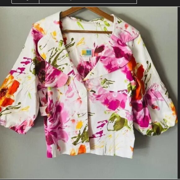 Sea Sun Floral Artist Jacket, Bell Sleeves = Gorgeous Size Small Jac1 - Picture 1 of 6